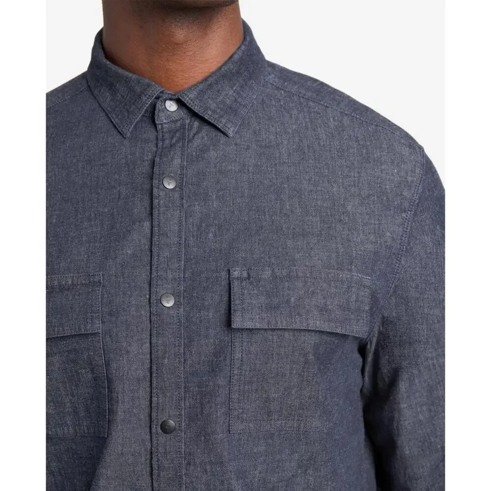 Kenneth Cole Slim-Fit Organic Stretch Denim Shirt‎ Sz M - Picture 3 of 14